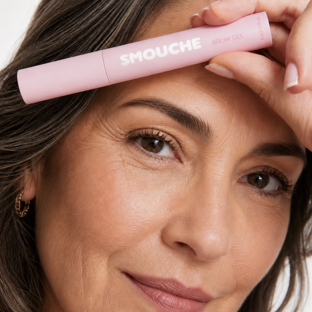 Femme tenant le sérum pour les cils Smouche