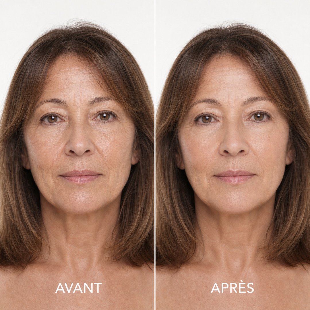 Résultat avant et après avec le fond de teint Smouche