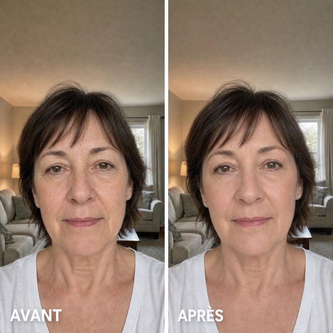 Avant et après avec le fond de teint Smouche